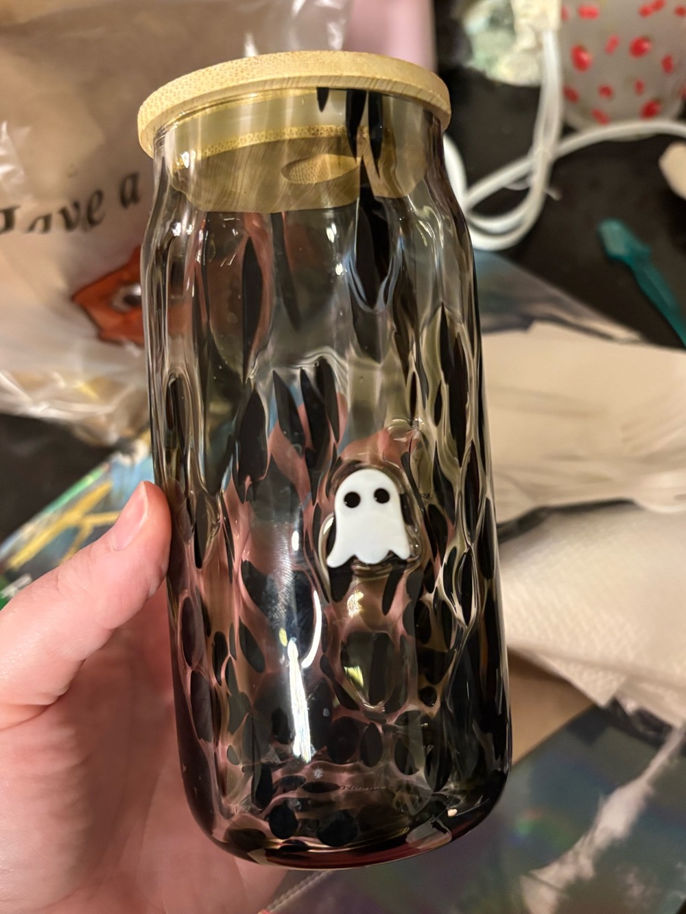 Anthropologie ghost coffee tumbler